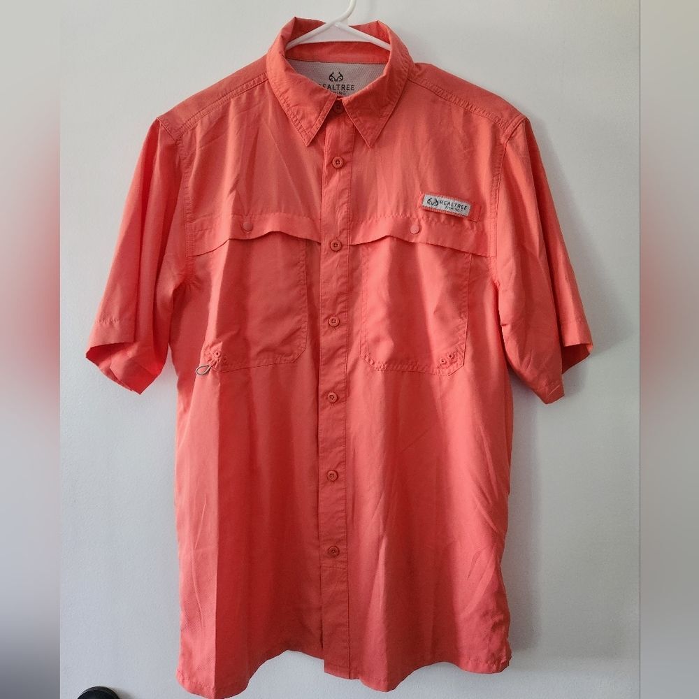 Realtree Fishing Shirt Vented Short Sleeve Button Up Outdoor Performance Size Sm